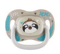 Canpol babies Sucette en silicone EXOTIC, Silicone sûr, Forme ronde de la gomme, Poignée confortable, Éléments lumineux dans le noir (6-18 m, Paresseux)