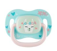 Canpol babies Sucette en silicone EXOTIC, Silicone sûr, Forme ronde de la gomme, Poignée confortable, Éléments lumineux dans le noir (6-18 m, Lama)