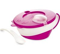 Canpol Baby Set d'apprentissage du repas, Assiette & Cuillère, Rose, Sans BPA, Lavable au lave-vaisselle, 1 pièce