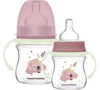 Canpol Biberon EasyStart 120ml - Motif Koala endormi, Rose, Convient dès la naissance