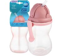 CANPOL Bouteille avec paille en silicone pliable 370ml rose