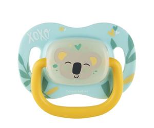 Canpol Sucette en Silicone symétrique EXOTIC, Silicone sûr, Bande élastique de forme symétrique, Poignée confortable, Éléments lumineux dans le noir (18 m+, Koala)