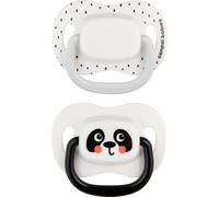 CANPOL sucette silicone symétrique BABIESBOO blanc paquet de 2 18m+