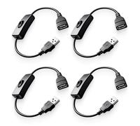 CanQuanSWZX 4PCS Câble USB Mâle Vers Femelle avec Interrupteur Marche/Arrêt, Interrupteur à Bascule en Ligne d'Extension USB pour Enregistreur de Conduite, Lampe LED, Ventilateur USB et Bandes LED