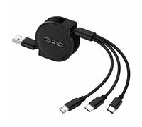 CanQuanSWZX Câble Multi Chargeur Rétractable 3 en 1,Câble Chargeur Multi Embout USB-C, Micro-USB, 8 Broches pour Charger Plusieurs Appareils Simultanément, Noir