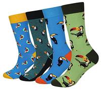 Cansok EUR 42-46 Lot de 4 paires de chaussettes fantaisie pour Homme Motif Animal Oiseau Toucan