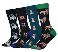 Cansok EUR 42-46 Lot de 4 paires de chaussettes fantaisie pour Homme Motif Animaux Chien Bouledogue