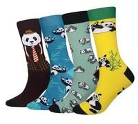 Cansok EUR 42-46 Lot de 4 paires de chaussettes fantaisie pour Homme Motif Animaux Panda géant