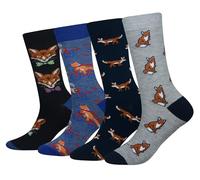 Cansok EUR 42-46 Lot de 4 paires de chaussettes fantaisie pour Homme Motif Animaux Renard