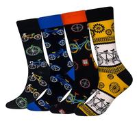 Cansok EUR 42-46 Lot de 4 paires de chaussettes fantaisie pour Homme Motif Bicyclette Vélo Cyclisme