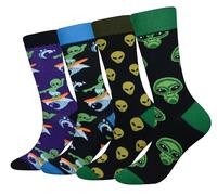 Cansok EUR 42-46 Lot de 4 paires de chaussettes fantaisie pour Homme Motif Extraterrestre