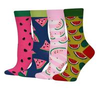Cansok Femme Chaussettes en Coton Motif de Licorne Fruit cadeau Chaussettes Fantaisie Mi-mollets d’équipage Lot de 4 paires