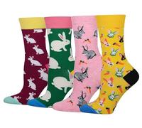 Cansok Lot de 4 paires de chaussettes fantaisie pour femme Motif Lapine cœur