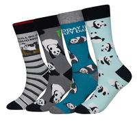 Cansok Lot de 4 paires de chaussettes fantaisie pour Homme Motif Animaux Panda géant