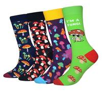 Cansok Lot de 4 paires de chaussettes fantaisie pour Homme Motif Champignon Fongus Fungi