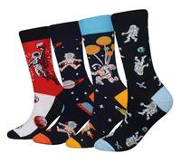 Cansok Lot de 4 paires de chaussettes fantaisie pour Homme Motif Cosmonaute Astronautes