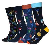 Cansok Lot de 4 paires de chaussettes fantaisie pour Homme Motif Musique Guitare