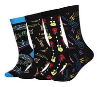 Cansok Lot de 4 paires de chaussettes fantaisie pour Homme Motif saxophone la musique guitare