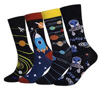 Cansok Lot de 4 paires de chaussettes fantaisie pour Homme Motif système solaire univers Extraterrestre