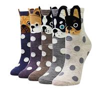 Cansok Lot de 5 paires de chaussettes fantaisie pour femme Motif bouledogue