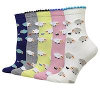 Cansok Lot de 5 paires de chaussettes fantaisie pour femme Motif mouton