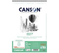 CANSON 1557 - Album spiralé 30 feuilles de papier dessin - 21 x 31,4 cm - 180 g/m² - Extra blanc