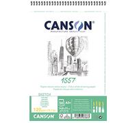 CANSON 1557 - Album spiralé 30 feuilles de papier dessin - 29,7 x 43,7 cm - 180 g/m² - Extra blanc