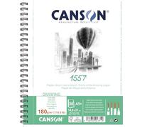 CANSON 1557® - Album spiralé 30 feuilles de papier dessin - Grain léger - A5+ 180g/m² - Extra blanc