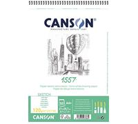 CANSON 1557 - Album spiralé 50 feuilles de papier dessin - 21 x 31,4 cm - 120 g/m² - Extra blanc