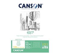 CANSON 1557 - Bloc 50 feuilles de papier croquis blanc A5 - 120g/m², 14,8 x 21 cm - A5