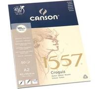 Canson 1557 grain léger 120g/m², bloc collé petit côté 42 x 59,4cm G