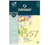 Canson 1557 Grain Léger 180g/m², bloc collé petit côté 42 x 59,4cm G