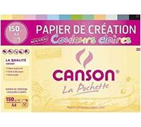 CANSON - Pochette 12 feuilles de papier création A4 - 150g/m² couleurs claires assorties