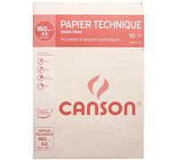 Canson Papier à dessin technique 200037103 – 10 feuilles 160 g lisse A3 blanc