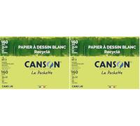 Canson - 200777100 - Pochette de 10 feuilles de papier dessin recyclé - 160 g - 24 x 32 cm (Lot de 2)