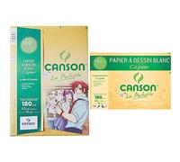 Canson - 27106 - Pochette de 10 feuilles de papier dessin - 180 g - A3 & Pochette de 12 feuilles de papier dessin C A GRAIN 180g - A4