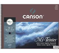 Canson 400030228 Bloc Mi-Teintes 160 g/m² 32 x 41 cm 16 feuilles par bloc "Spirale sur le côté court" Noir