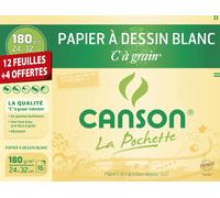 CANSON 92079 Papier Dessin C Grain Ncre Gouache Feutre 180g A4+ Pochette Lot de 12 Noir