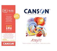 CANSON Acrylic - Bloc 10 feuilles de papier acrylique blanc grain toilé - 24 x 33 cm - 400g/m²