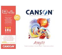 CANSON Acrylic - Bloc 10 feuilles de papier acrylique blanc grain toilé - 29.7 x 42 cm - 400g/m²