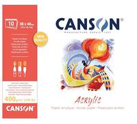 CANSON Acrylic - Bloc 10 feuilles de papier acrylique blanc grain toilé - 38 x 46 cm - 400g/m²