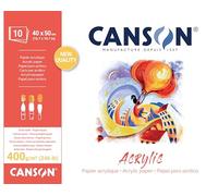 CANSON Acrylic - Bloc 10 feuilles de papier acrylique blanc grain toilé - 40 x 50 cm - 400g/m²