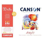 CANSON Acrylic - Bloc 10 feuilles de papier acrylique blanc grain toilé - A2-400g/m²