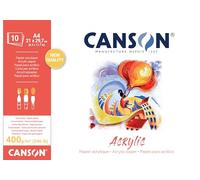CANSON Acrylic - Bloc 10 feuilles de papier acrylique blanc grain toilé - A4-400g/m²