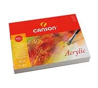 CANSON Acrylic - Bloc 50 feuilles de papier acrylique blanc - Grain fin - 24 x 32 cm - 400g/m²