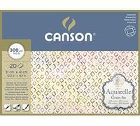 CANSON Aquarelle - Bloc 20 feuilles 31x41cm - Grain fin - 300g/m² - Blanc naturel