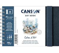 CANSON Art Book Coton d'Art - Carnet spiralé 48 pages A5 | Papier aquarelle grain fin 300g/m² 100% coton, format paysage