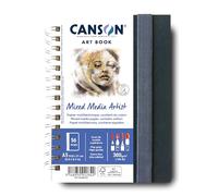 CANSON Art Book Mixed Media Artist - Carnet spiralé 56 pages - Grain fin - 14,8 x 21 cm - 300g/m² - Blanc