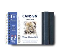 CANSON Art Book Mixed Media Artist - Carnet spiralé 64 pages - Papier multitechnique - Grain fin - 21 x 14,8 cm - 300g/m² - Blanc