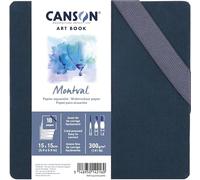 Canson Professional Book Papier aquarelle, grain fin, 300 g/m², carnet accordéon, couverture rigide, 15 x 15 cm, blanc, 18 pages